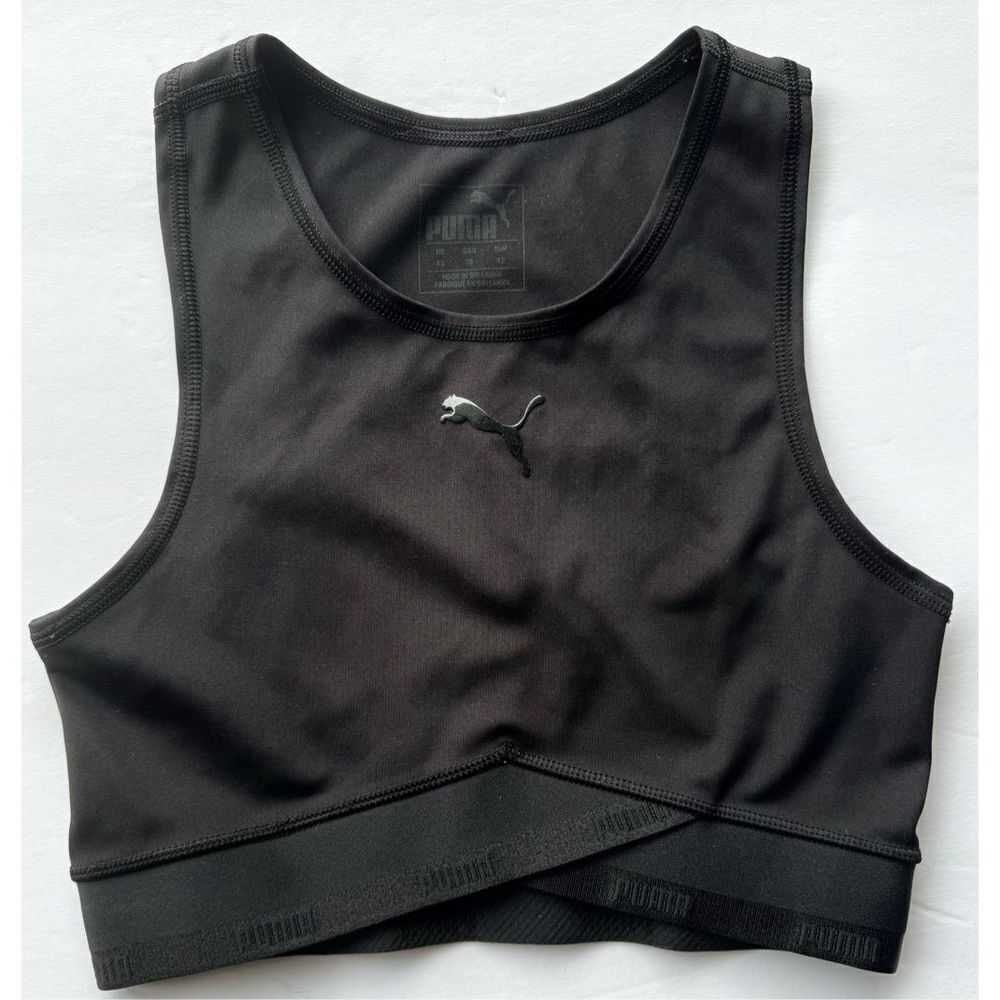 Puma Women Size XS Soft Sports Crop Top In Black Sports Bra